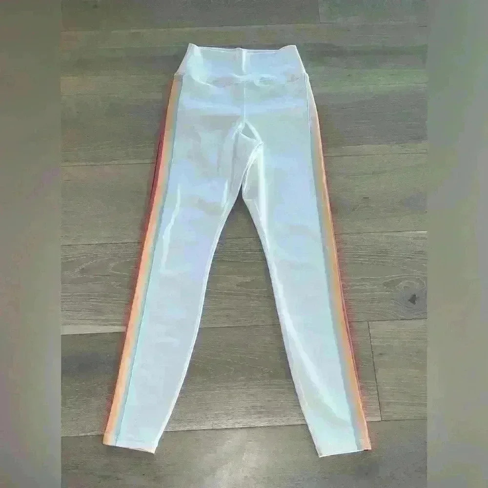 Spirtual Gangster rainbow 🌈 white track leggings sz small - Picture 5 of 12